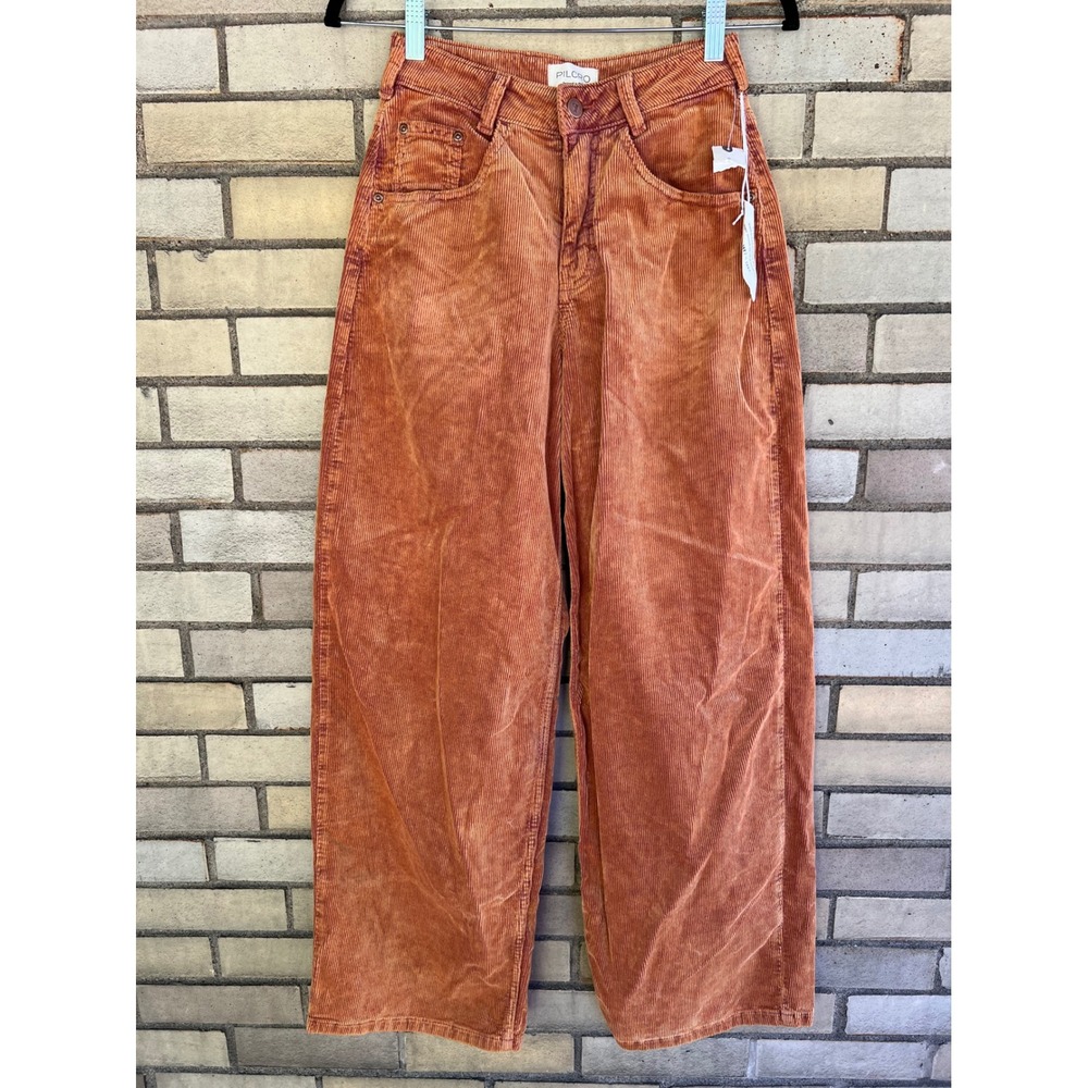 Pilcro Anthropologie Rust Orange Corduroy Wide Leg Pants Size 24 / 0 NWT